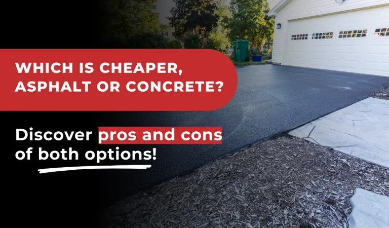 Comparison of asphalt vs concrete driveway costs and pros and cons of both options.