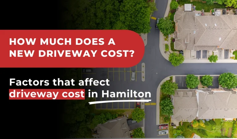 Overhead view of a Hamilton neighborhood with freshly paved driveways.